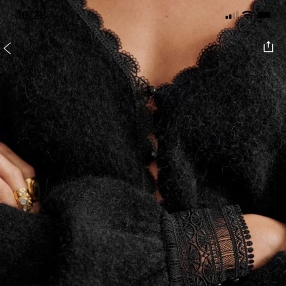 SEZANE Melina Cardigan Noir Sz Small - Picture 2 of 6